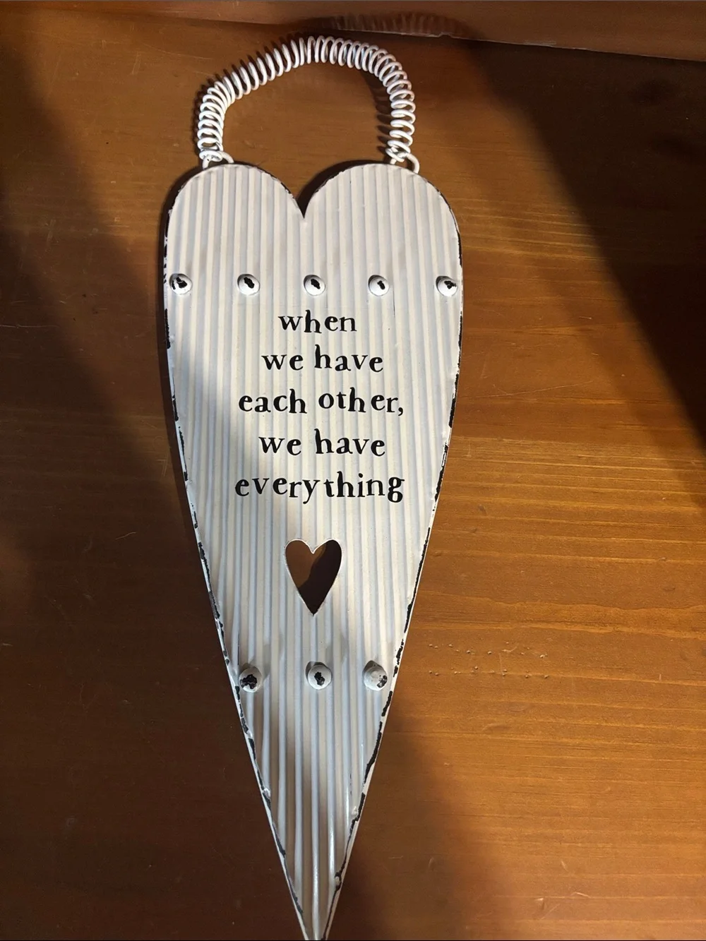 White Heart Wall Decor Sign with Inspirational Quote